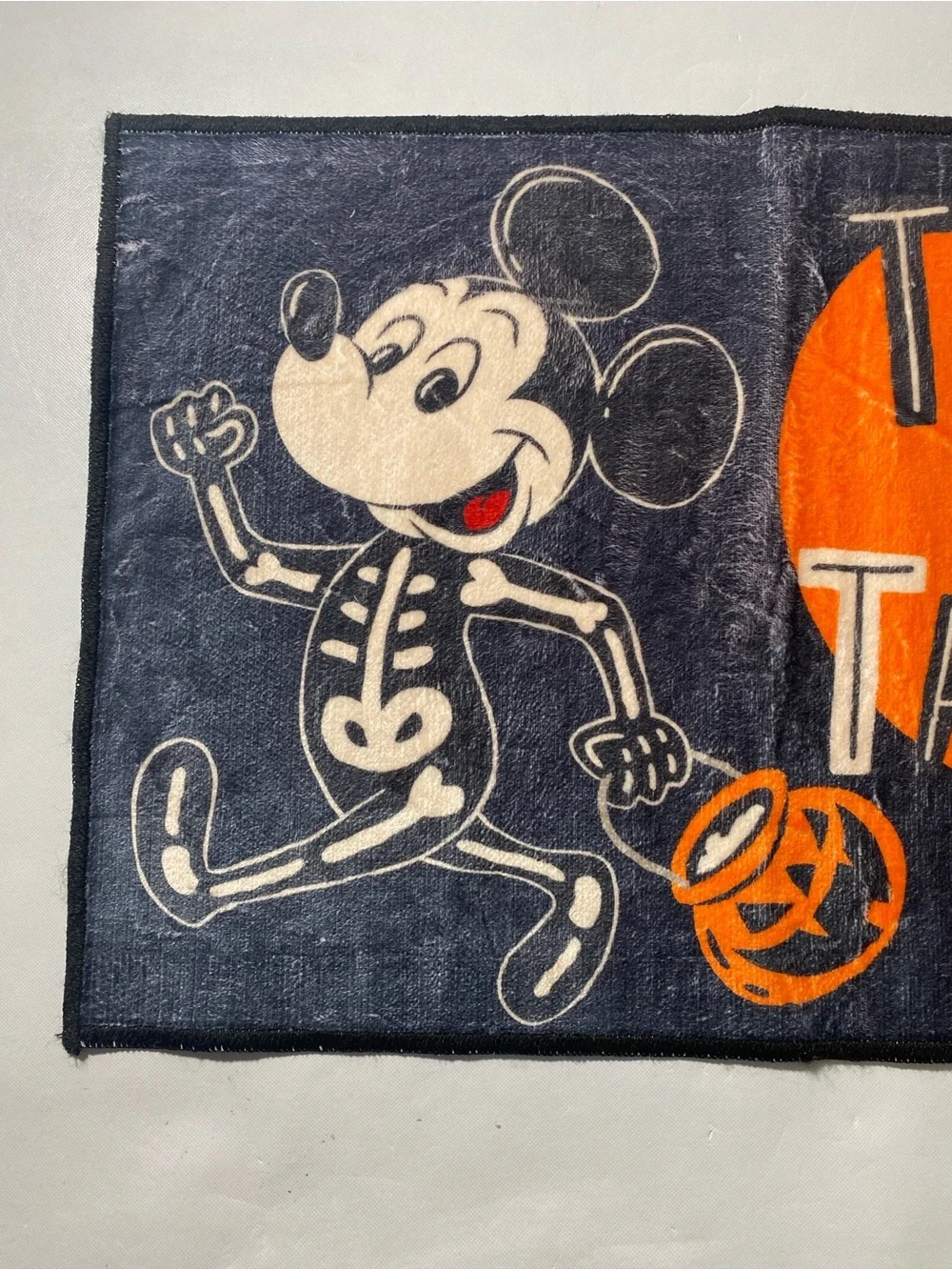 NEW-Disney Mickey Mouse Skeleton Halloween Accent Rug Mat 20”x32” Trick Or Treat